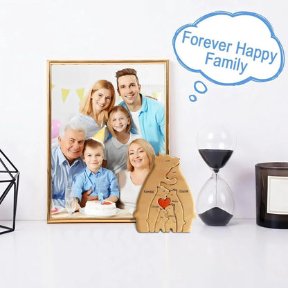 Personalized Wooden Bear Family Puzzle Gift