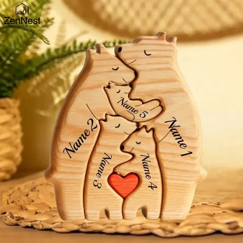 Personalized Wooden Bear Family Puzzle Gift
