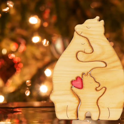 Personalized Wooden Bear Family Puzzle Gift