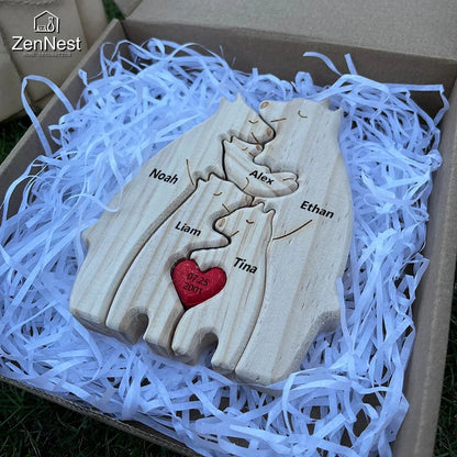 Personalized Wooden Bear Family Puzzle Gift