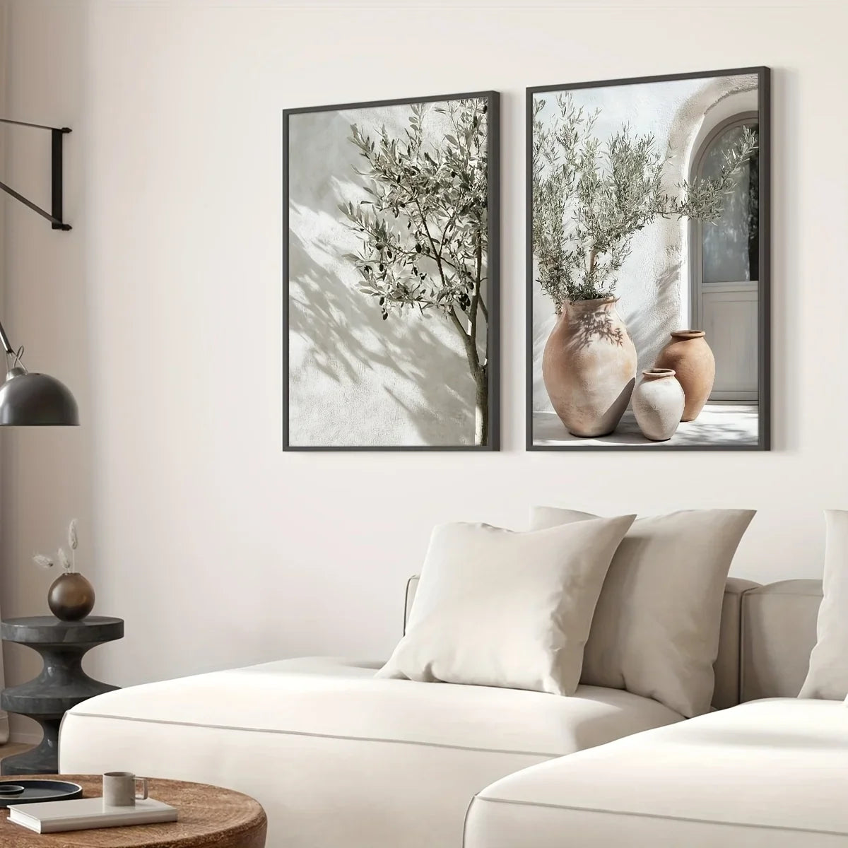 Olive Tree Shadow Vase Canvas Prints 2pcs
