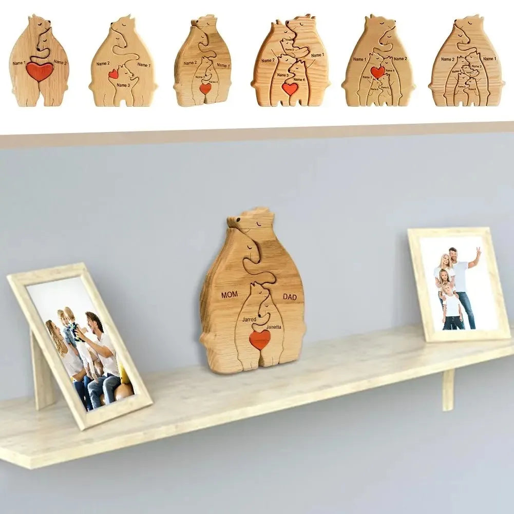 Personalized Wooden Bear Family Puzzle Gift