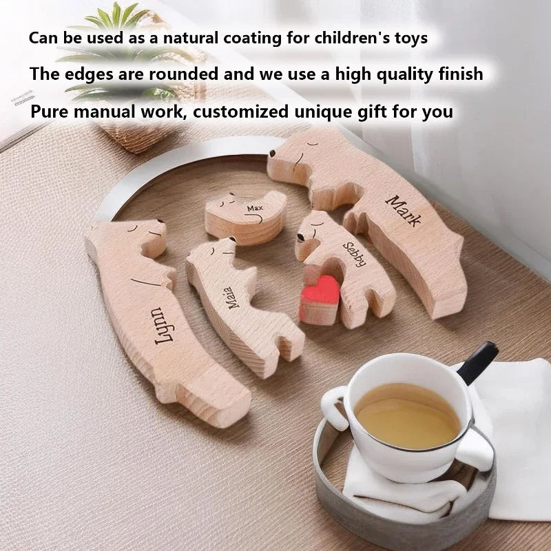 Personalized Wooden Bear Family Puzzle Gift