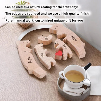 Personalized Wooden Bear Family Puzzle Gift