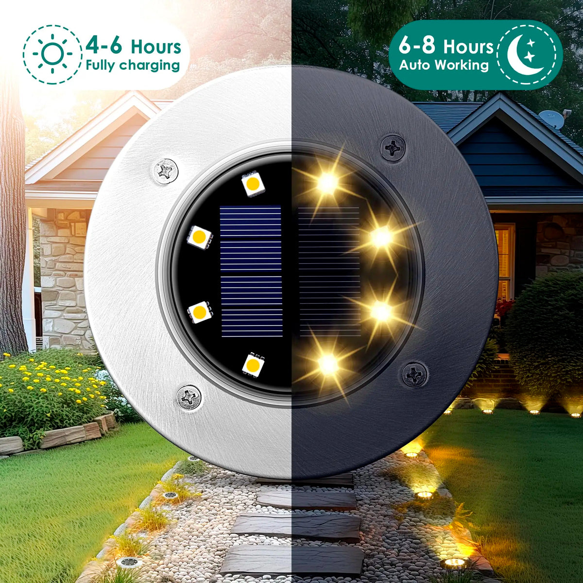 Solar Disk Garden Lights 8LED Waterproof Outdoor