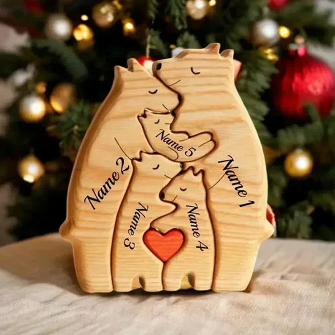 Personalized Wooden Bear Family Puzzle Gift
