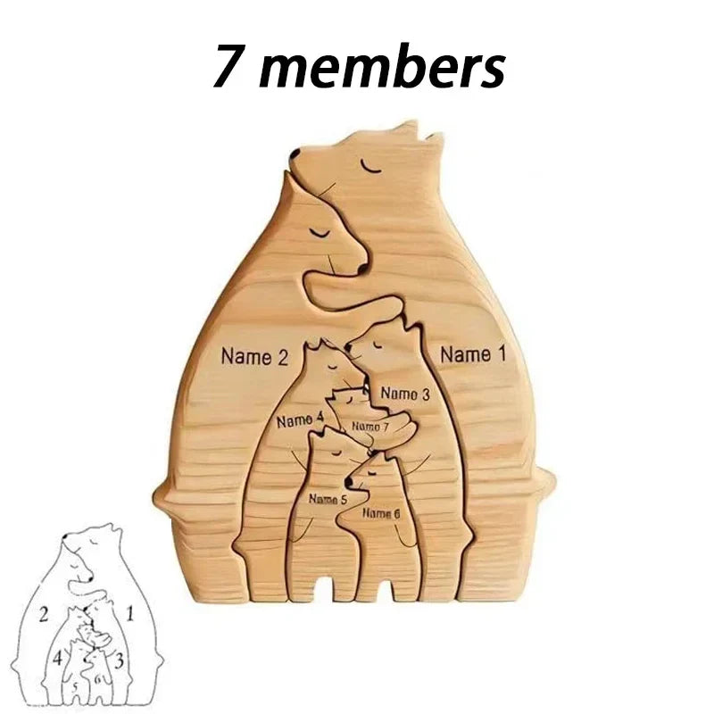 Personalized Wooden Bear Family Puzzle Gift