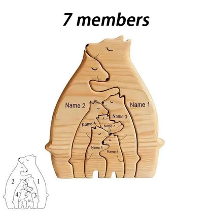 Personalized Wooden Bear Family Puzzle Gift