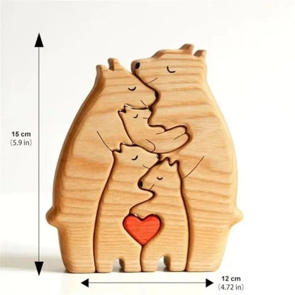 Personalized Wooden Bear Family Puzzle Gift