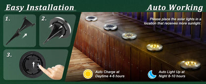 Solar Disk Garden Lights 8LED Waterproof Outdoor