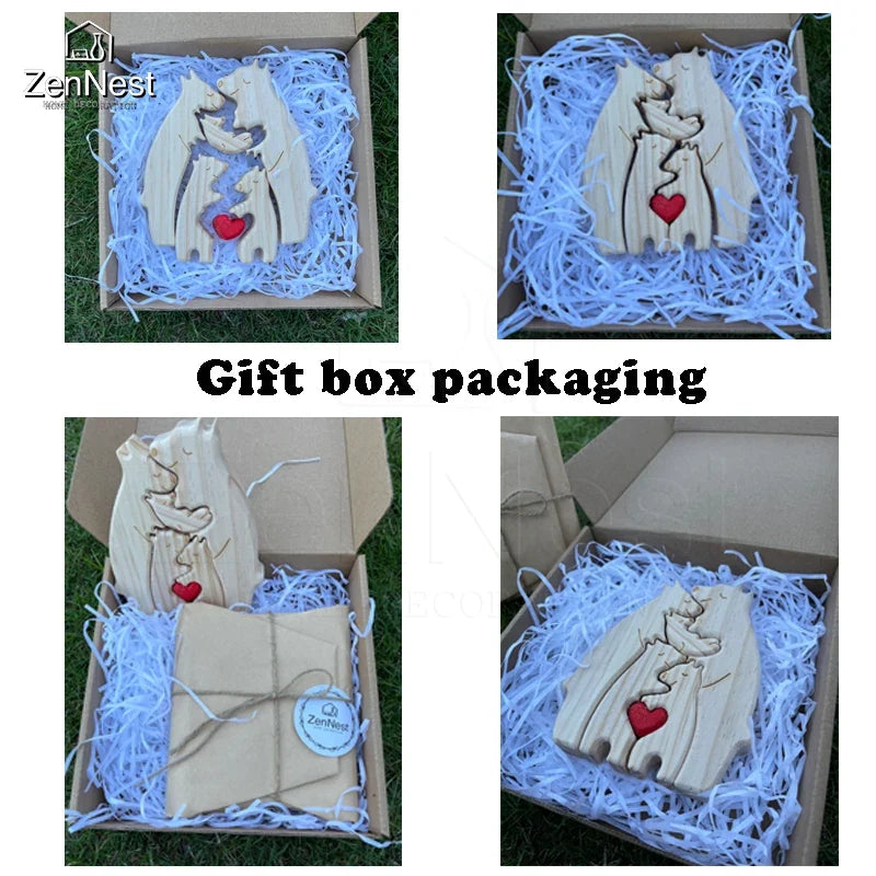 Personalized Wooden Bear Family Puzzle Gift