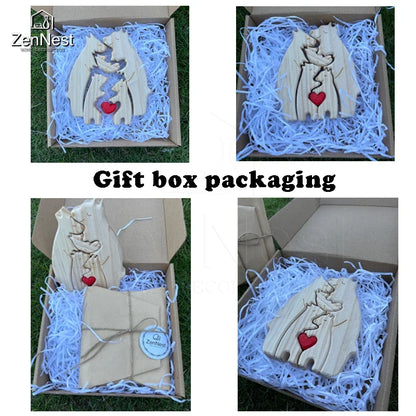 Personalized Wooden Bear Family Puzzle Gift