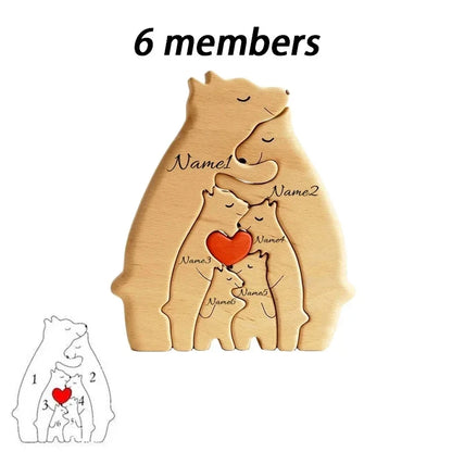 Personalized Wooden Bear Family Puzzle Gift