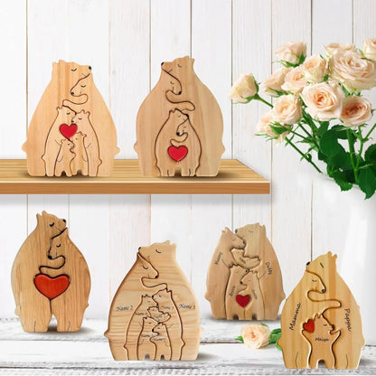 Personalized Wooden Bear Family Puzzle Gift