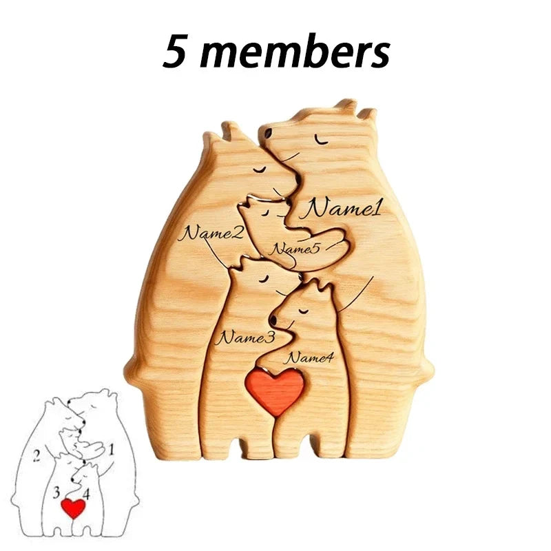 Personalized Wooden Bear Family Puzzle Gift