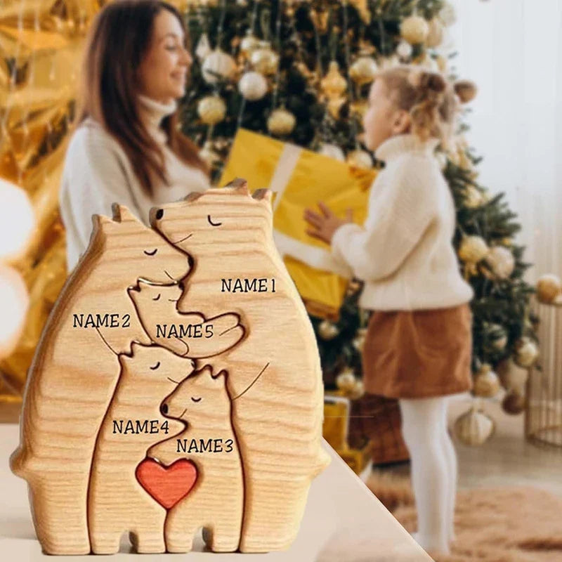 Personalized Wooden Bear Family Puzzle Gift