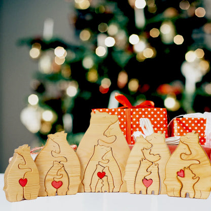 Personalized Wooden Bear Family Puzzle Gift
