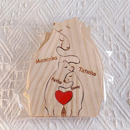 Personalized Wooden Bear Family Puzzle Gift
