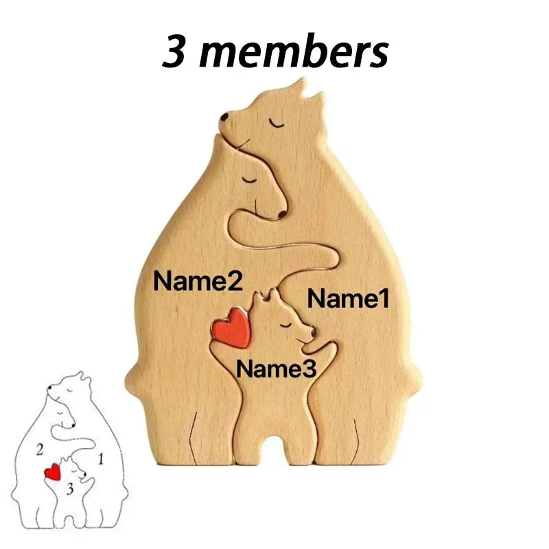 Personalized Wooden Bear Family Puzzle Gift