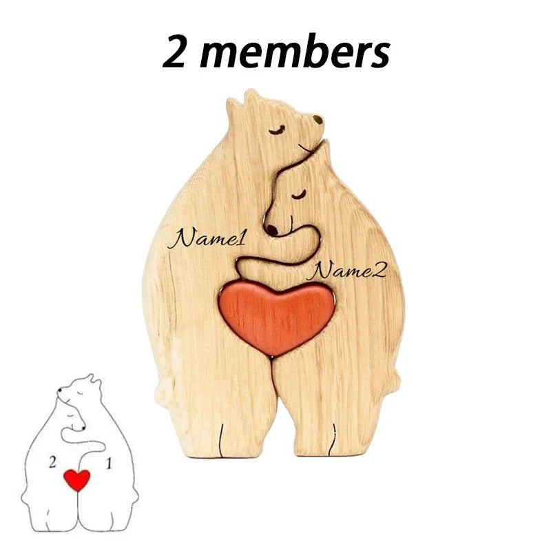 Personalized Wooden Bear Family Puzzle Gift