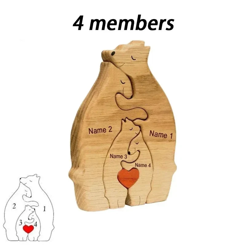 Personalized Wooden Bear Family Puzzle Gift