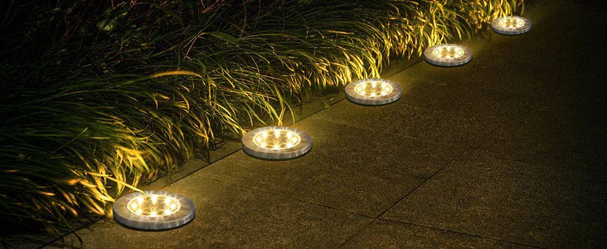 Solar Disk Garden Lights 8LED Waterproof Outdoor