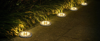 Solar Disk Garden Lights 8LED Waterproof Outdoor