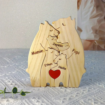 Personalized Wooden Bear Family Puzzle Gift