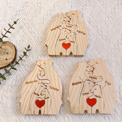 Personalized Wooden Bear Family Puzzle Gift