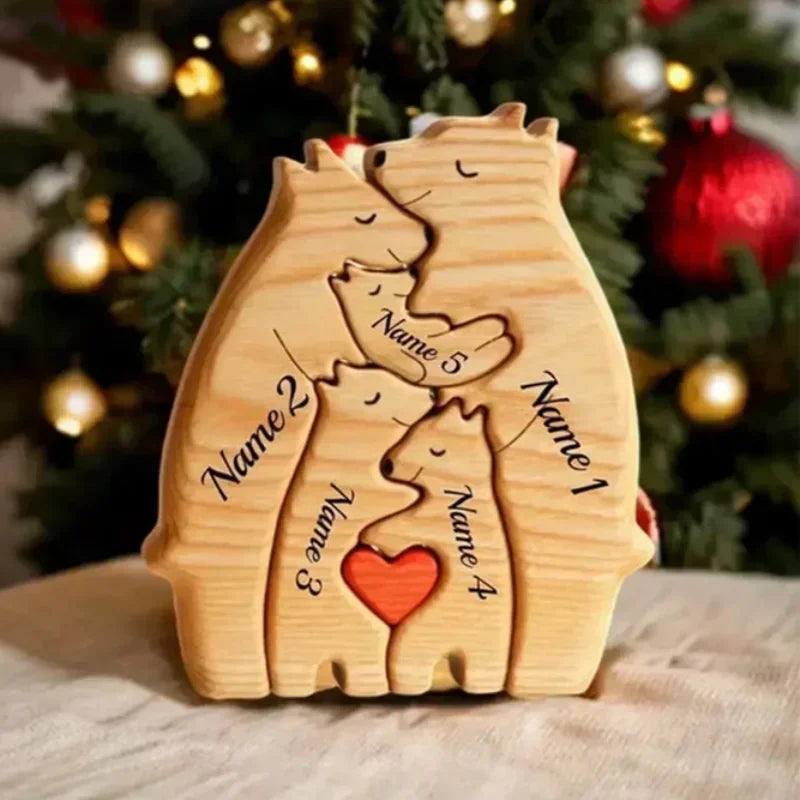 Personalized Wooden Bear Family Puzzle Gift