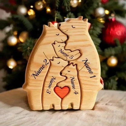 Personalized Wooden Bear Family Puzzle Gift